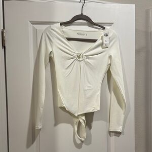 Abercrombie & Fitch Off-White Long Sleeve Bodysuit